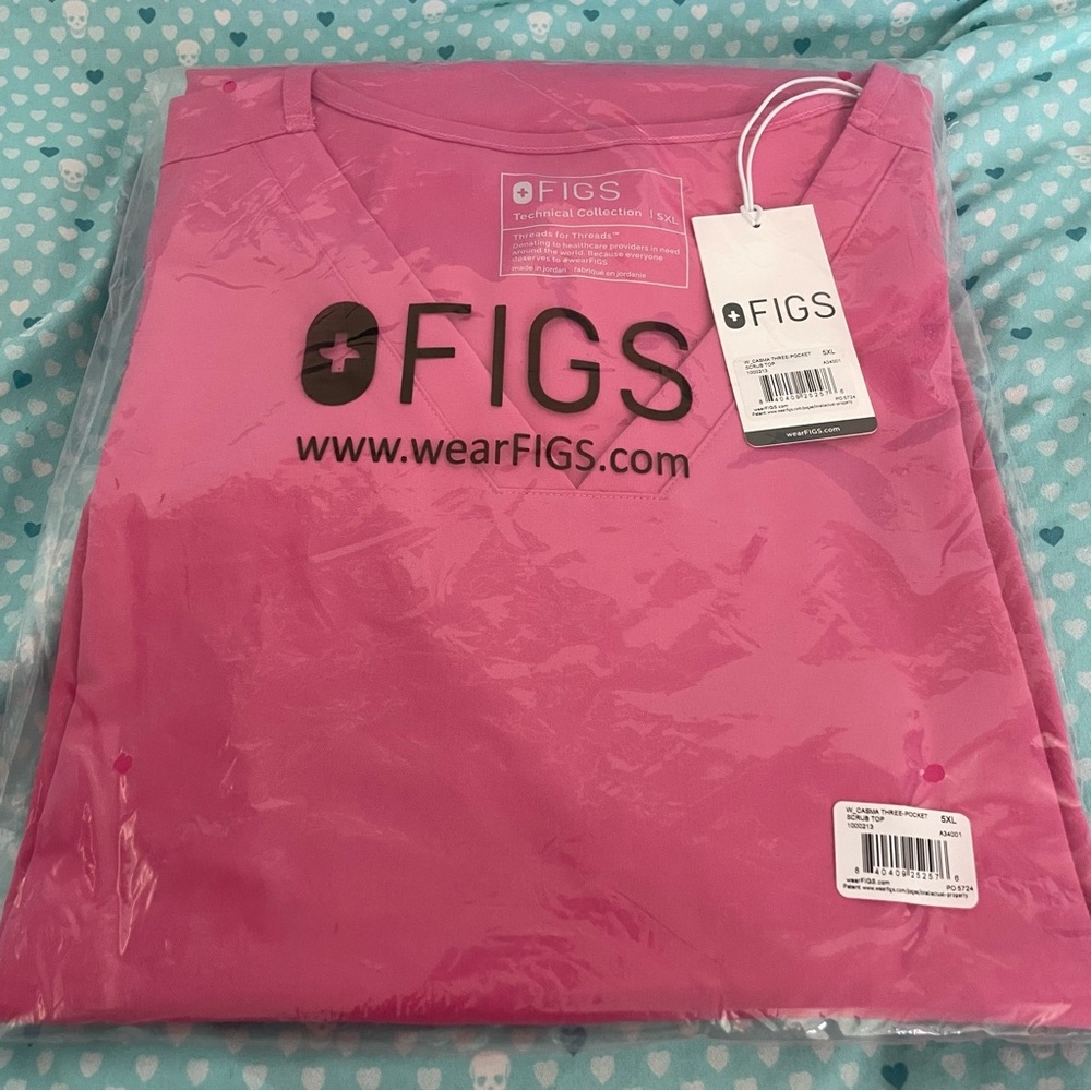 Women’s FIGS Casma Three-Pocket Scrub Top F*ing Pink 5724 Size 5XL